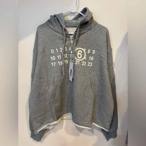 NWT MM6 Maison Margiela Gray Print Hoodie - Picture 1 of 6